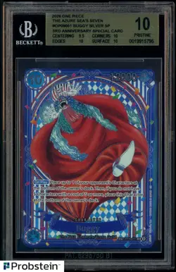 2025 One Piece The Azure Sea's Seven OP09051 Buggy Gold 3rd Anniversary BGS 10 - Image 1