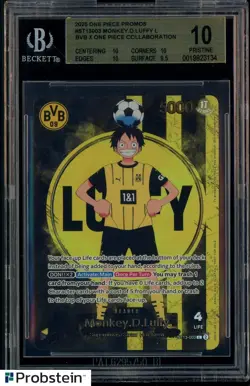 2025 ONE PIECE PROMOS BVB X ONE PIECE MATCH DAY 2025 #003 MONKEY D. LUFFY BGS 10 - Image 1