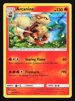 Arcanine 22/149 Sun & Moon Holo Rare Pokemon Card - Image 1