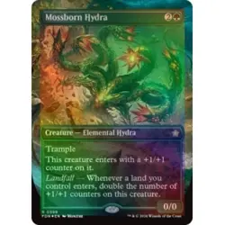 FOIL MOSSBORN HYDRA (BORDERLESS) (MANA FOIL) Foundations FDN Magic MTG MINT CARD - Image 1