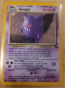 Pokemon Gengar Rare Fossil Set 80 HP Dark Mind 5/62 1999 Card halo - Image 1