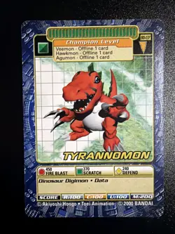 BO-137 Tyrannomon Digimon Card Digi-Battle Series 3 2000 Bandai LP - Image 1