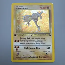 Pokemon Tcg WotC 1st Edition Fossil Rare Holo Hitmonlee 7/62 Foil Card poor play - Image 1