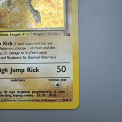 Pokemon Tcg WotC 1st Edition Fossil Rare Holo Hitmonlee 7/62 Foil Card poor play - Image 3