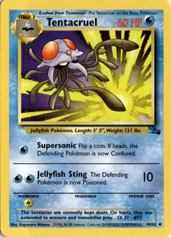 Tentacruel 44/62 Fossil Pokemon Card TCG - Image 1