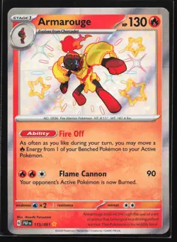 Armarouge 115/091 Paldean Fates Shiny Holo Rare Pokemon Card - Image 1