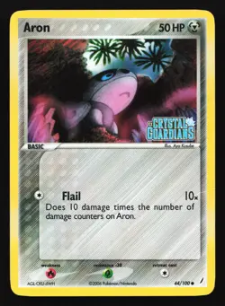 Aron 44/100 Crystal Guardians STAMPED Reverse Holo Pokemon Card - Image 1