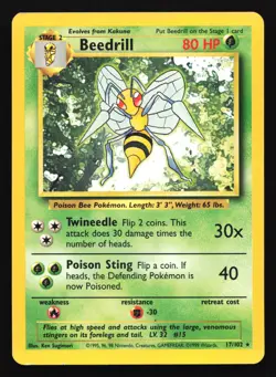 Beedrill 17/102 Base Set Rare Pokemon Card - Image 1