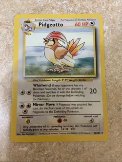 Pokemon TCG Pidgeotto 22/102 Base Set Rare Near Mint 1999 WoTC Unlimited - Image 1
