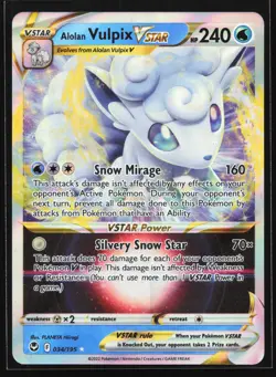 Alolan Vulpix VSTAR 034/195 Silver Tempest Ultra Rare Pokemon Card - Image 1