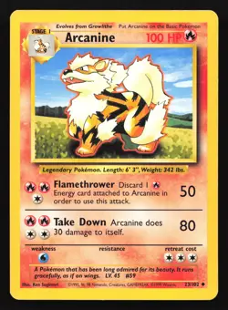 Arcanine 23/102 Base Set Uncommon Pokemon Card - Image 1