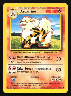 Arcanine 23/102 Base Set Uncommon Pokemon Card - Image 1