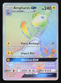 Ampharos GX 185/181 SM - Team Up Rainbow Secret Rare Pokemon Card - Image 1