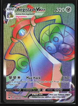 Aegislash VMAX 190/185 Vivid Voltage Rainbow Secret Rare Pokemon Card - Image 1