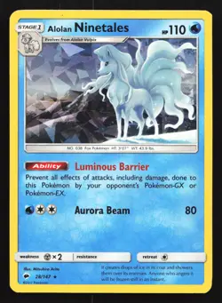 Alolan Ninetales 28/147 Burning Shadows Cracked Ice Holo Rare Pokemon Card - Image 1