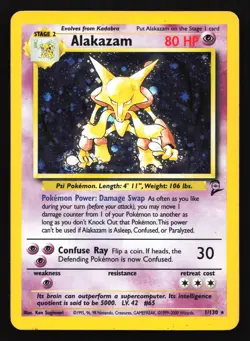 Alakazam 1/130 Base Set 2 Holo Rare Pokemon Card - Image 1