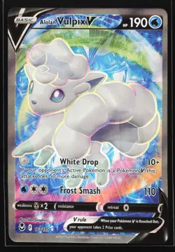 Alolan Vulpix V (Full Art) 173/195 Silver Tempest Ultra Rare Pokemon Card - Image 1
