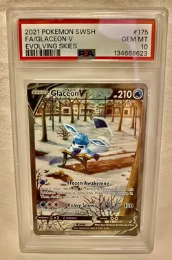 Pokemon Glaceon V 175/203 SWSH07 Evolving Skies Full Art Ultra Rare Holo PSA 10 - Image 1