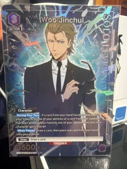 UNION ARENA CCG Solo Leveling WOO JINCHUL Holo Rare Full Art UE17BT/SLG-1-004 - Image 1