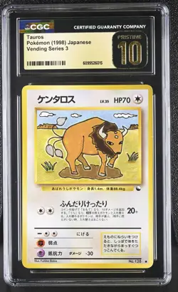 CGC 10 PRISTINE Tauros 128 Vending Series 3 Japanese Pokemon Card - Image 1