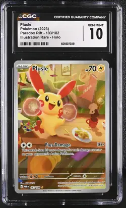 CGC 10 Plusle 193/182 Paradox Rift Illustration Rare Holo Pokemon Card - Image 1