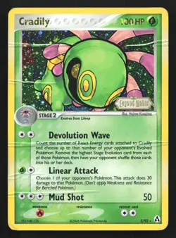 Cradily 3/92 Legend Maker STAMPED Reverse Holo Holo Rare Pokemon Card - Image 1