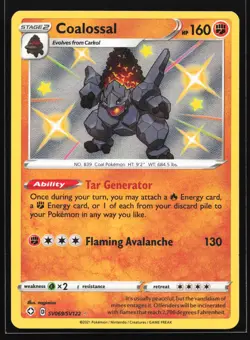 Coalossal SV069/SV122 Shining Fates: Shiny Vault Shiny Holo Rare Pokemon Card - Image 1
