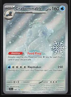 Crabominable 149/142 Holiday Calendar Snowflake Stamped Holo Pokemon Card - Image 1