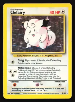 Clefairy 5/102 Base Set Holo Rare Pokemon Card - Image 1