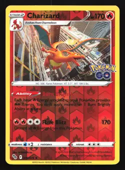 Charizard 010/078 Pokemon GO Reverse Holo Rare Pokemon Card - Image 1