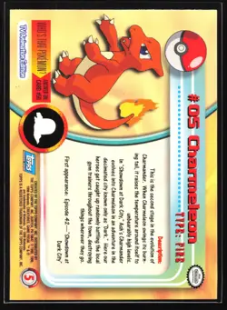 Charmeleon 5 Topps Series 1 TV Animation Blue Logo Pokemon Card - Image 2