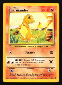 Charmander 46/102 Base Set Common Pokemon Card - Image 1