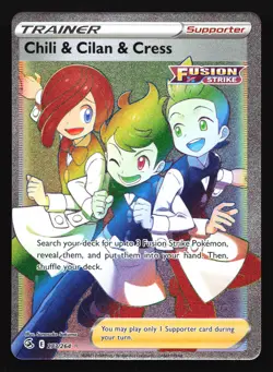 Chili & Cilan & Cress 273/264 SWSH08: Fusion Strike Secret Rare Pokemon Card - Image 1