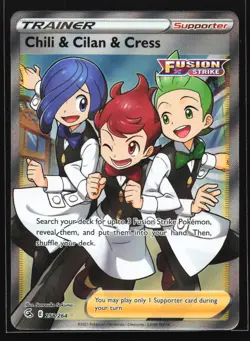 Chili & Cilan & Cress 258/264 SWSH08: Fusion Strike Ultra Rare Pokemon Card - Image 1