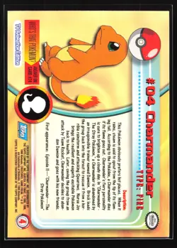 Charmander 4 Topps Series 1 TV Animation Blue Logo Pokemon Card - Image 2