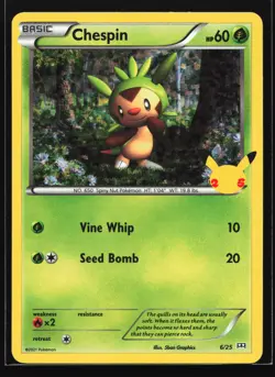 Chespin 6/25 McDonald's 25th Anniversary Holo Promo Pokemon Card - Image 1