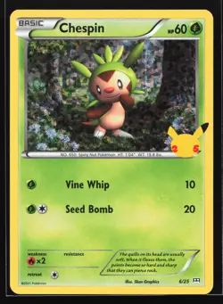 Chespin 6/25 McDonald's 25th Anniversary Holo Promo Pokemon Card - Image 1