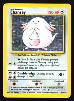 Chansey 3/102 Base Set Holo Rare Pokemon Card - Image 1