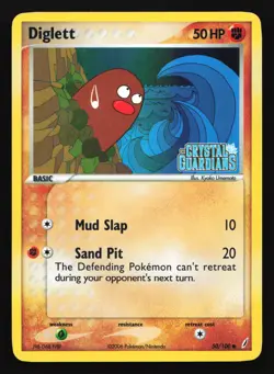 Diglett 50/100 Crystal Guardians STAMPED Reverse Holo Pokemon Card - Image 1
