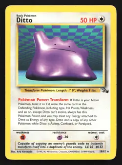 Ditto 18/62 Fossil Rare Pokemon Card - Image 1