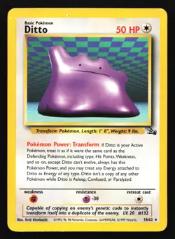 Ditto 18/62 Fossil Rare Pokemon Card - Image 1
