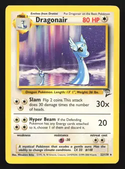 Dragonair 22/130 Base Set 2 Rare Pokemon Card - Image 1