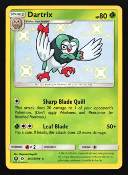 Dartrix SV3/SV94 Hidden Fates: Shiny Vault Shiny Holo Rare Pokemon Card - Image 1