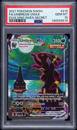 2021 Pokemon Moonbreon Evolving Skies #215 Fa/Umbreon Vmax Evolving PSA 10 - Image 1