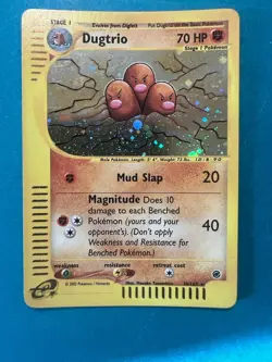 Dugtrio 10/165 Holo Rare Expedition E-Series 2002 Pokemon Small Half Swirls - Image 2