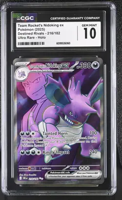 CGC 10 Team Rocket's Nidoking ex 216/182 Destined Rivals Ultra Rare Pokemon Card - Image 1