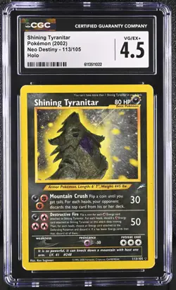 CGC 4.5 Shining Tyranitar 113/105 2002 Neo Destiny Secret Rare Holo Pokemon Card - Image 1