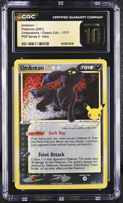 CGC 10 PRISTINE Umbreon Gold Star 17/17 Celebrations Classic Collection Pokemon - Image 1