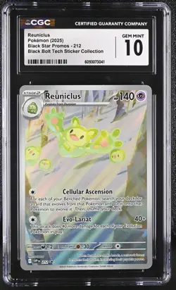 CGC 10 Reuniclus 212 Black Star Promo Black Bolt Tech Sticker Coll. Pokemon Card - Image 1