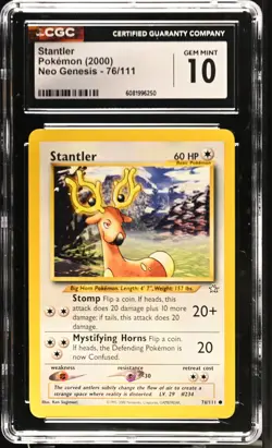 CGC 10 Stantler 76/111 2000 Neo Genesis Pokemon Card - Image 1